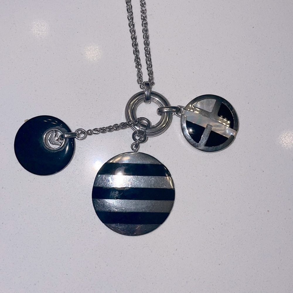 Emporio Armani womens long necklaces with 3 charms. Authentic! Stainless steel